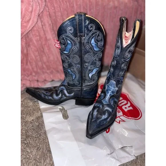 Rudel | Shoes | Rudel Mens Western Cowboy Boots Blue Leather  display picture 3